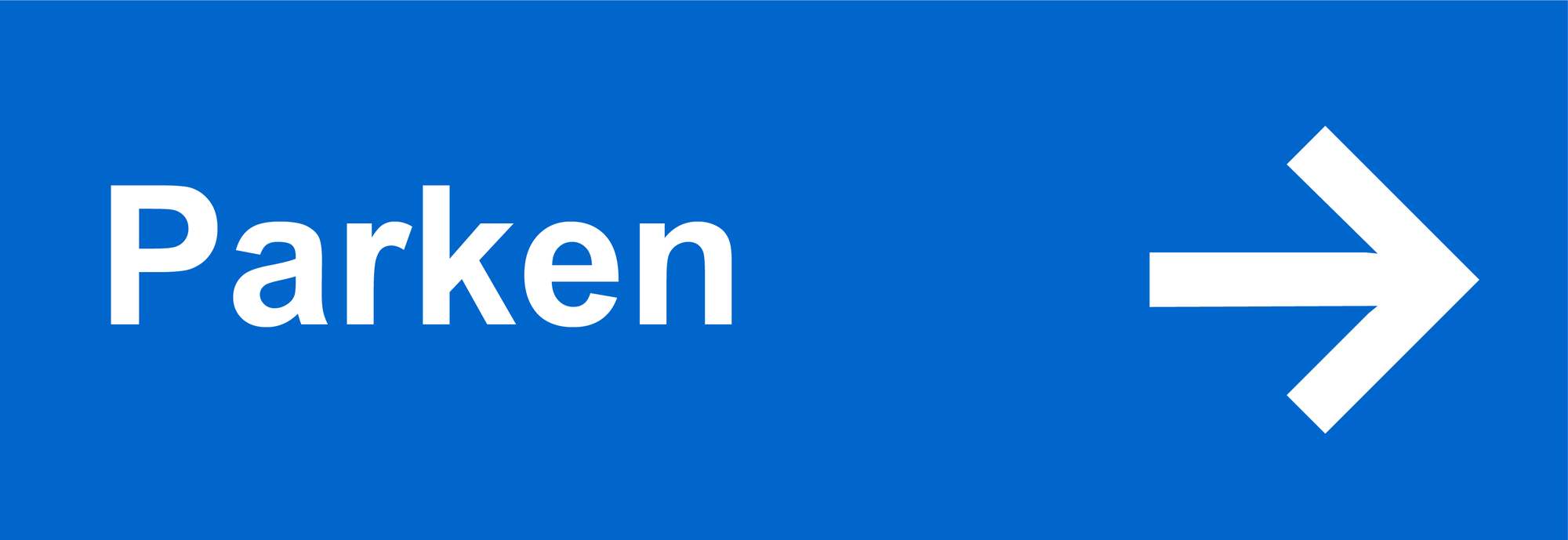 Parken mit Pfeil - weißes Motiv auf blauem Grund - 1.200 x 410 mm