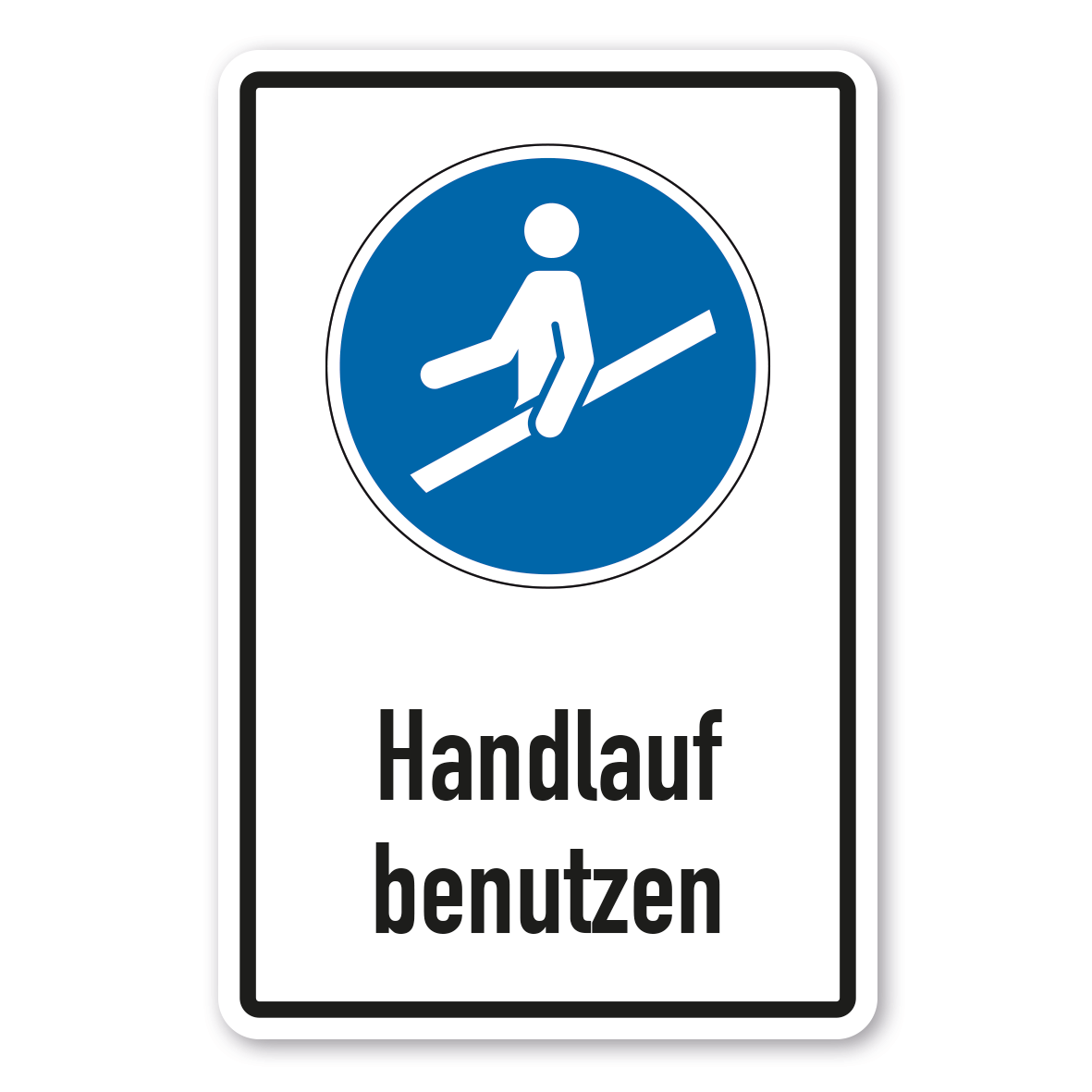 Gebotsschild Handlauf benutzen - Kombi – ISO 7010 - M012-K