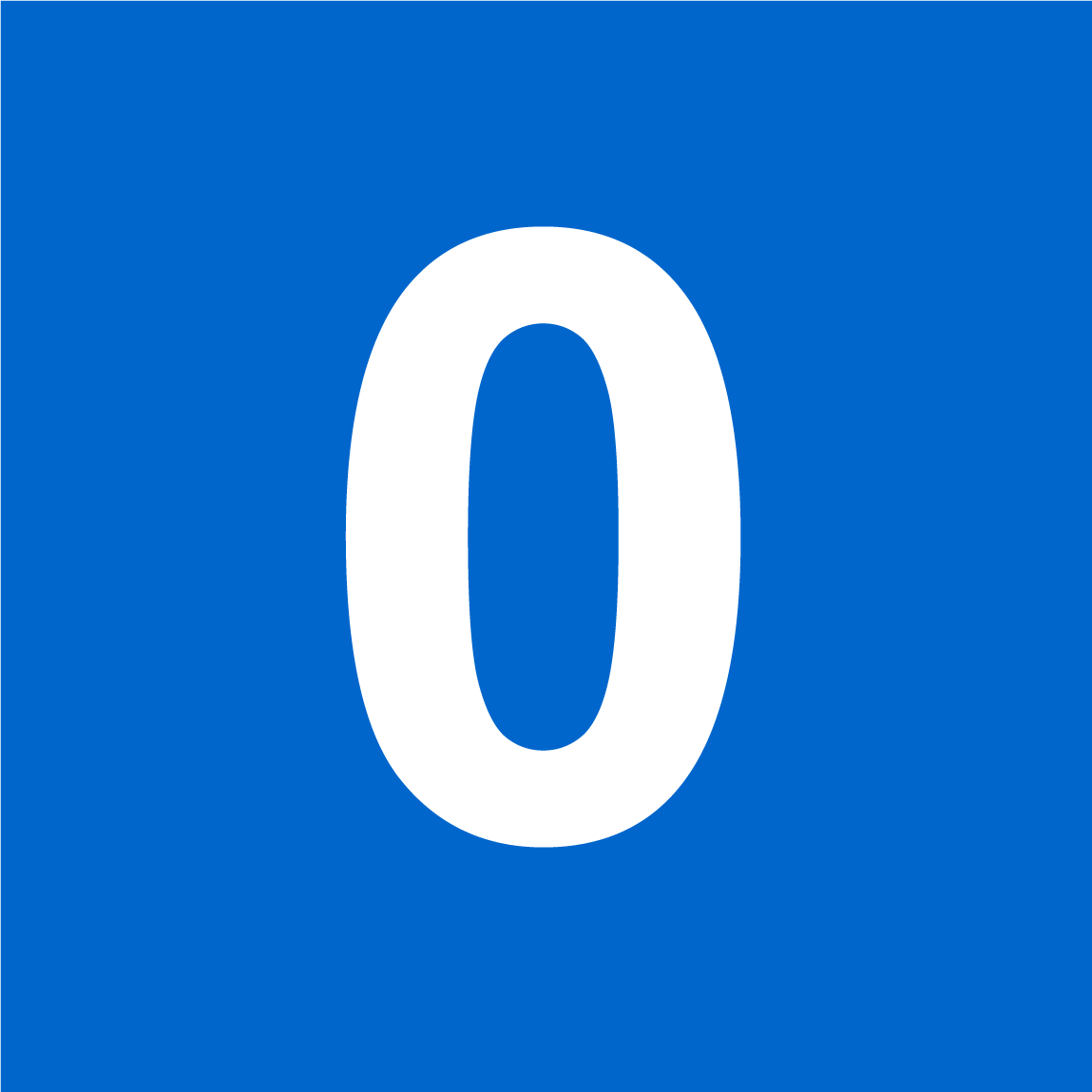 Weiße Ziffern auf blauem Grund 0 - 9 - 400 x 410 mm