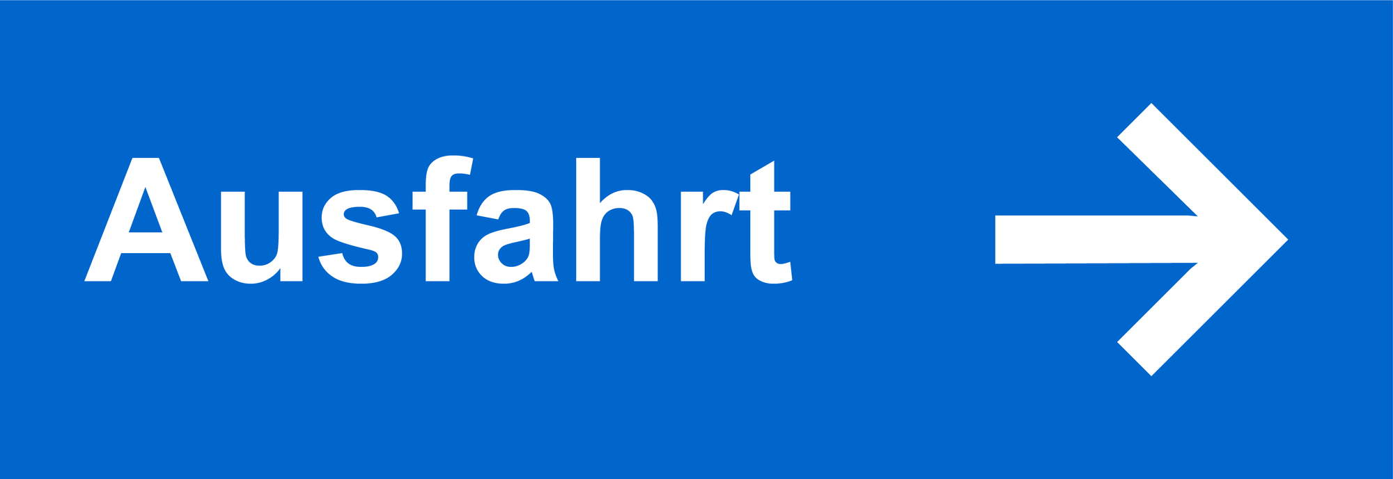 Ausfahrt mit Pfeil - weißes Motiv auf blauem Grund - 1.200 x 410 mm