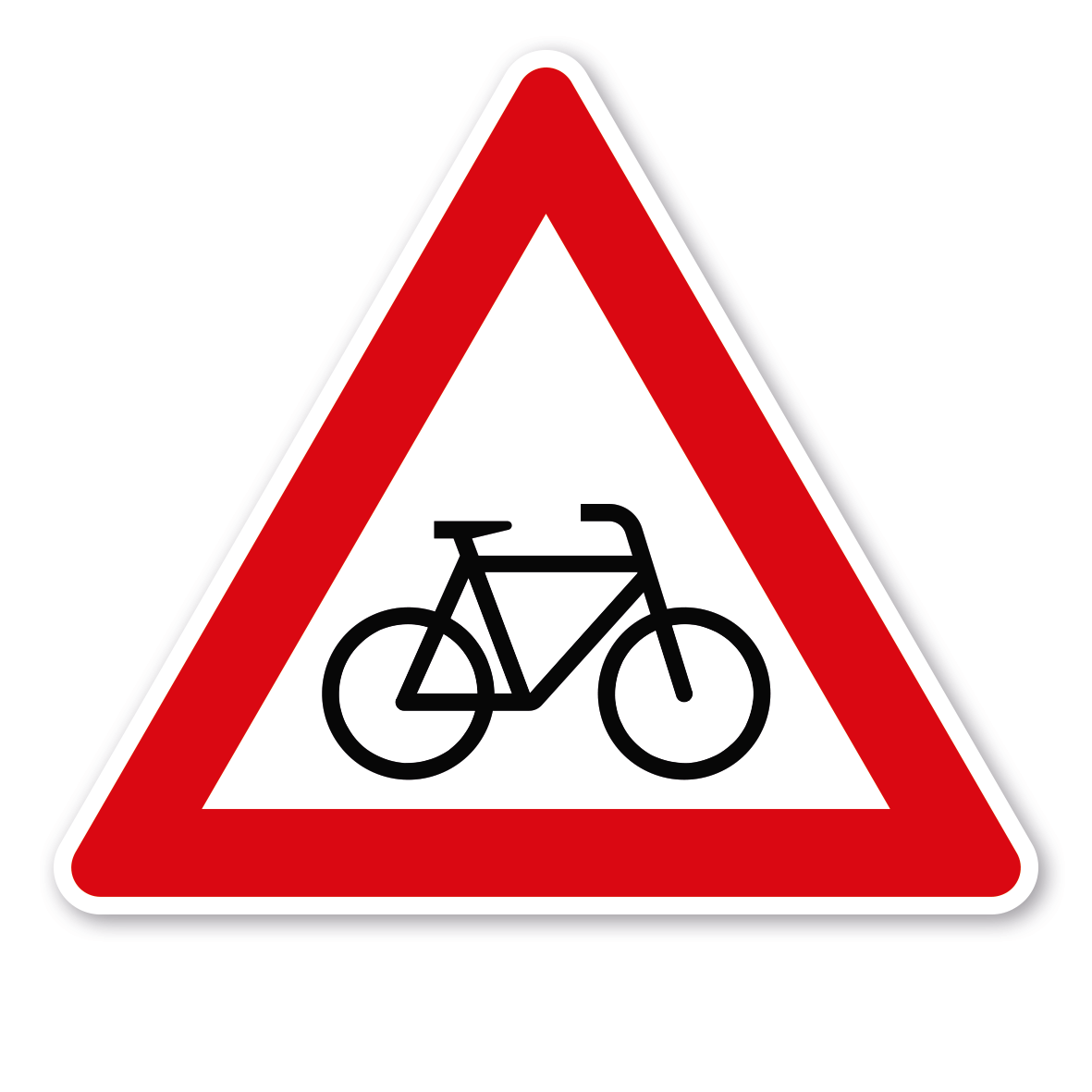 Verkehrsschild Achtung Radverkehr - Aufstellung links – VZ 138-20