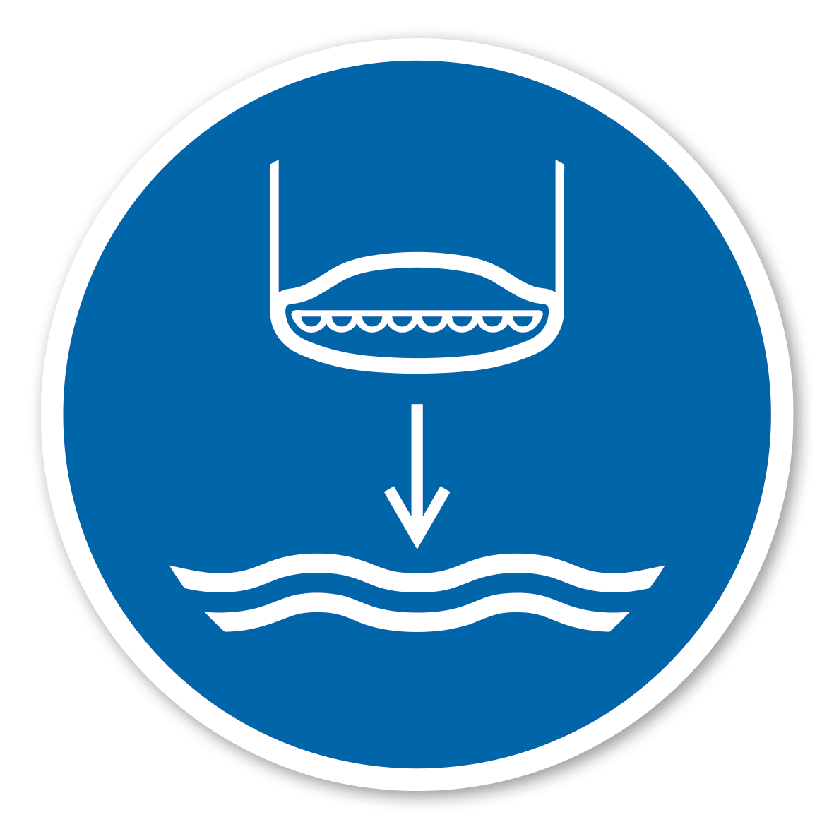 Gebotszeichen Rettungsboot fieren beim Aussetzvorgang – ISO 7010 - M039