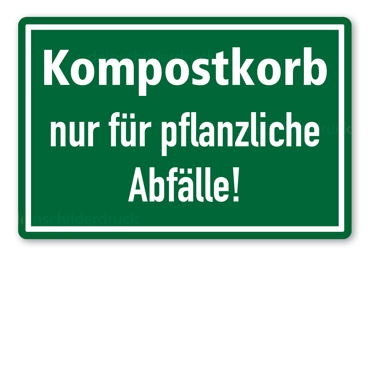 Textschild zur Abfallentsorgung - Kompostkorb -  nur für pflanzliche Abfälle (Friedhofsschild)