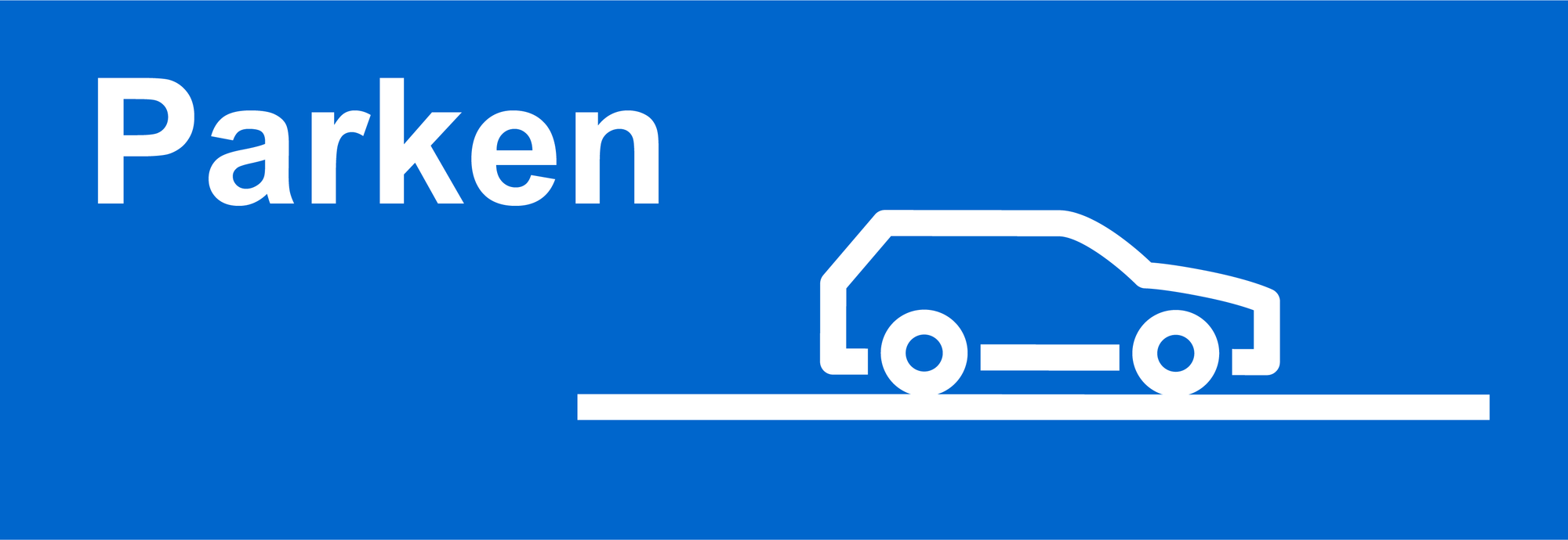 Parken mit PKW - weißes Motiv auf blauem Grund - 1.200 x 410 mm