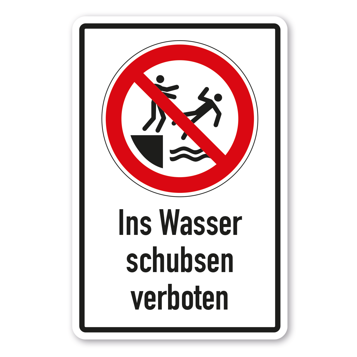 Verbotsschild Ins Wasser schubsen verboten - Kombi – ISO 20712-1-WSP-015-K
