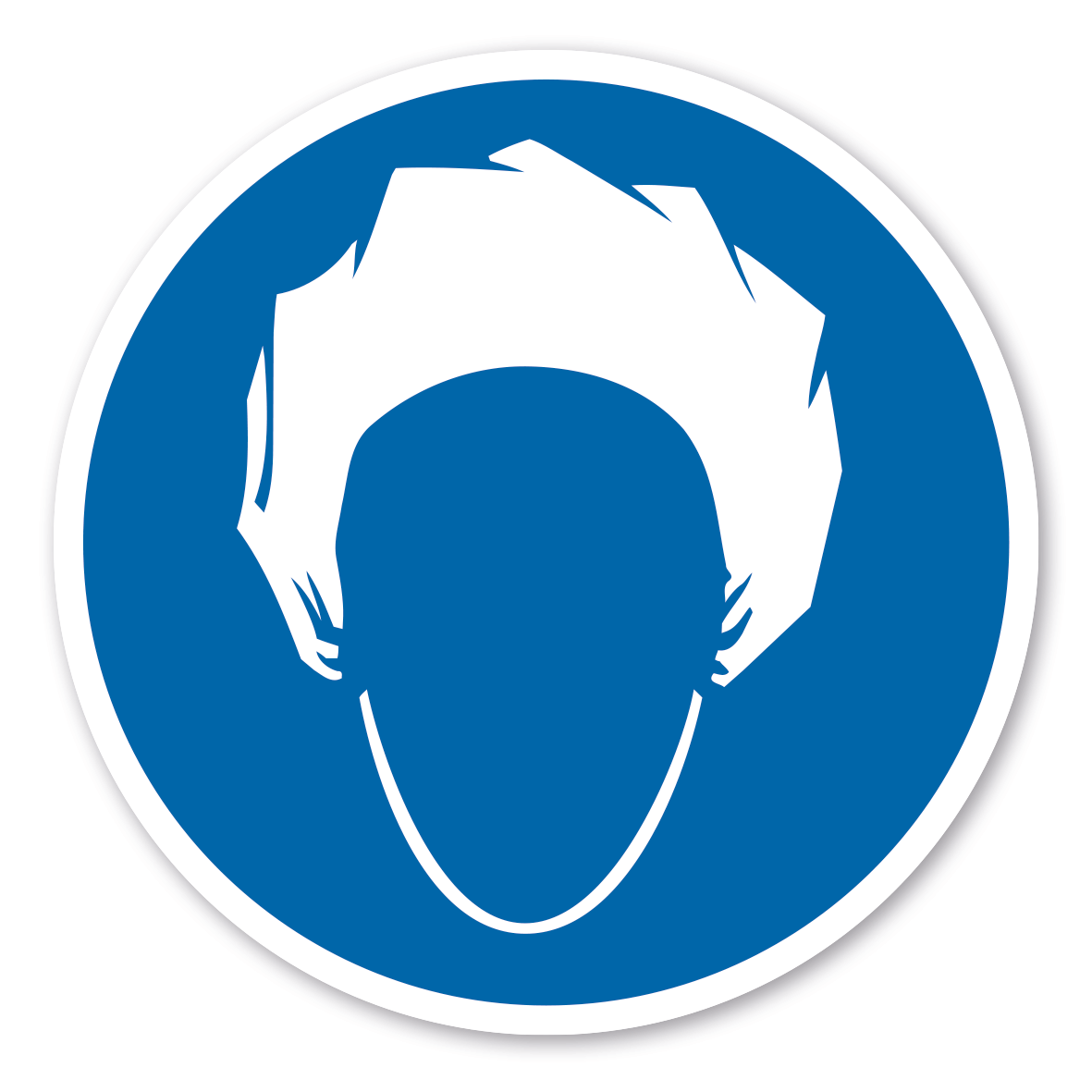 Gebotszeichen Kopfhaube tragen