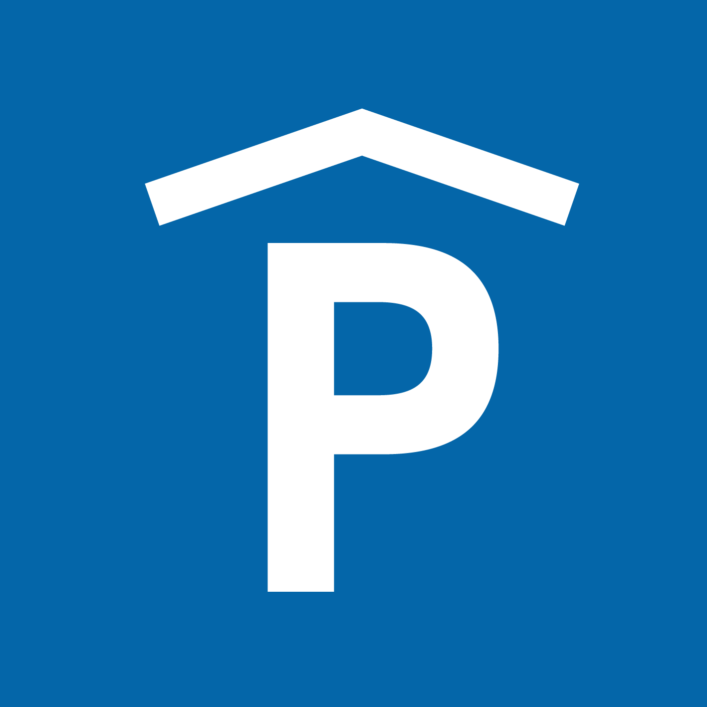 Parkhauszeichen mit Dach (500 x 500 mm) für Schild Einfahrtportal - 5200 x 500 mm