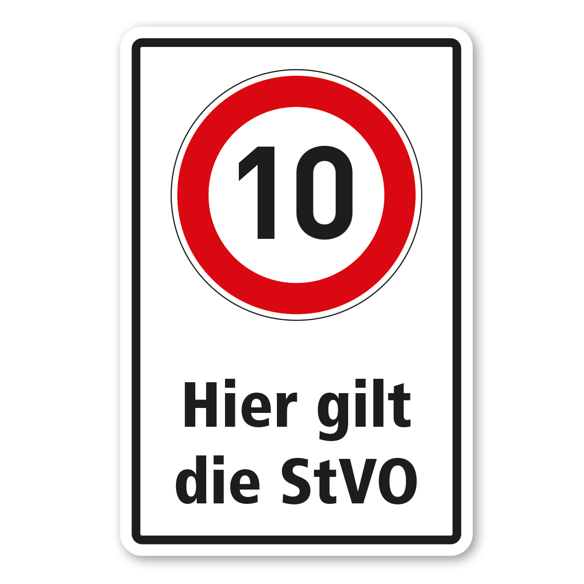 Betriebsschild 10 km/h - Hier gilt die StVO - Kombi