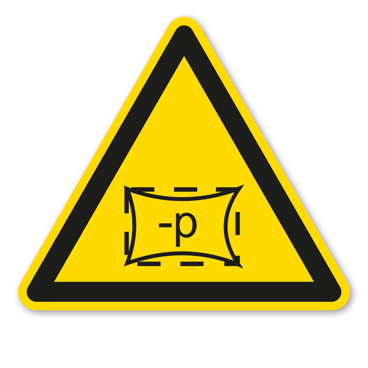 Warnzeichen Warnung vor Unterdruck Raum - Zone