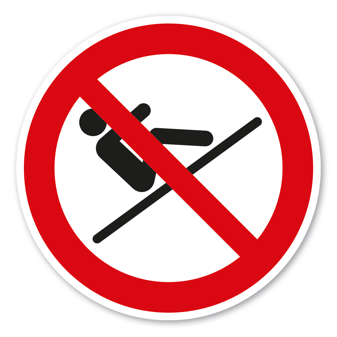 Verbotszeichen Rückwärts sitzend rutschen ist verboten – Wasserrutschen