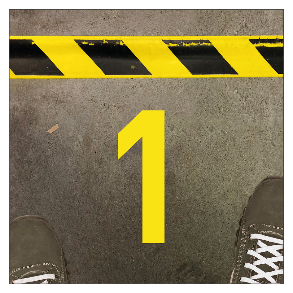 Selbstklebende Bodenmarkierung Ziffern Gelb