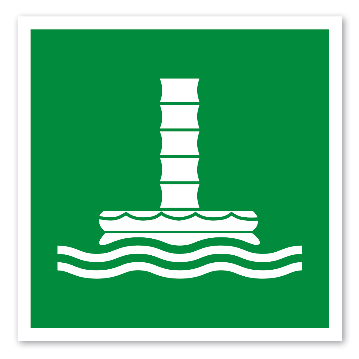 Rettungszeichen Überdachte Rutsche für Evakuierung auf dem Meer - ISO 7010 - E055