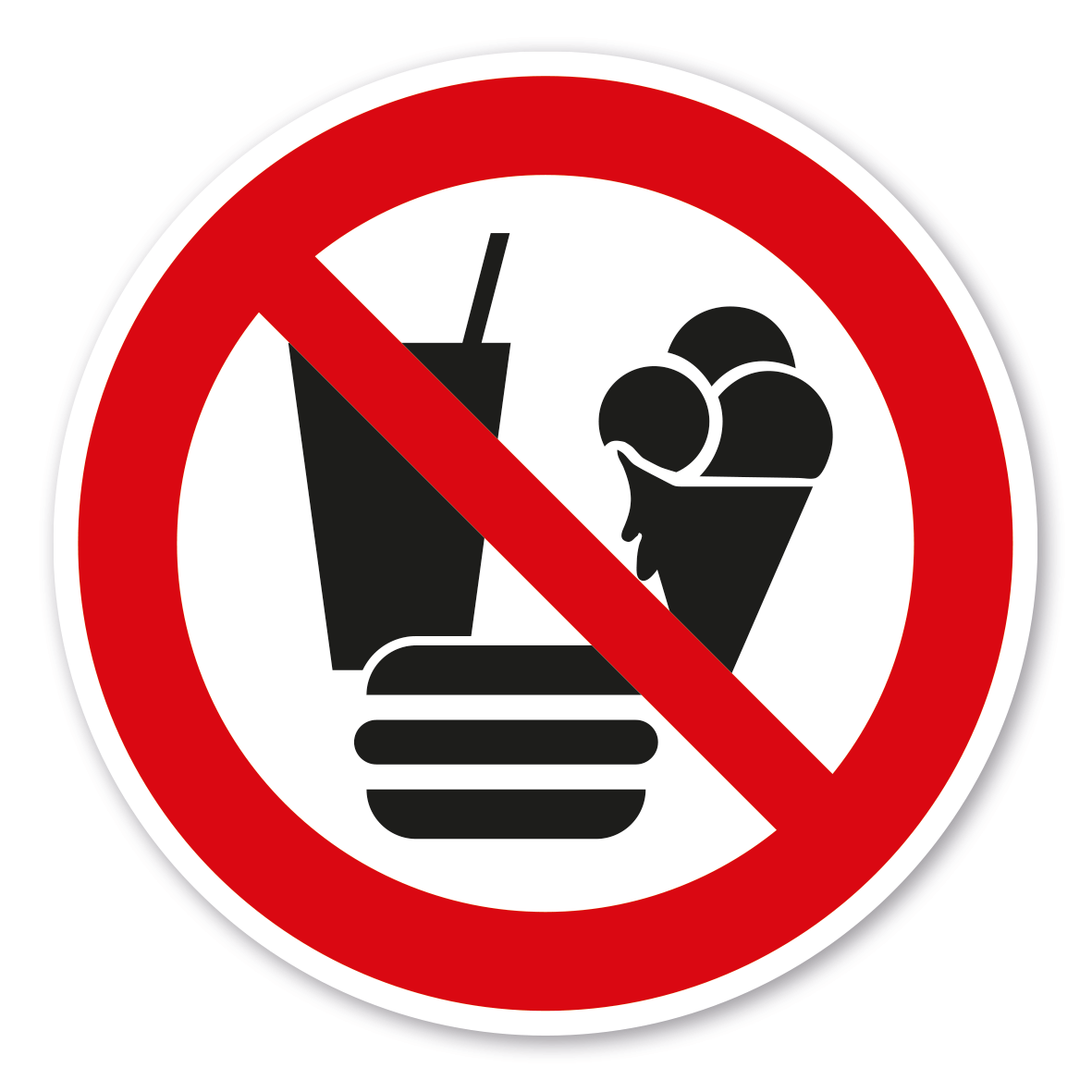 Verbotszeichen Essen und Trinken, Eis essen verboten