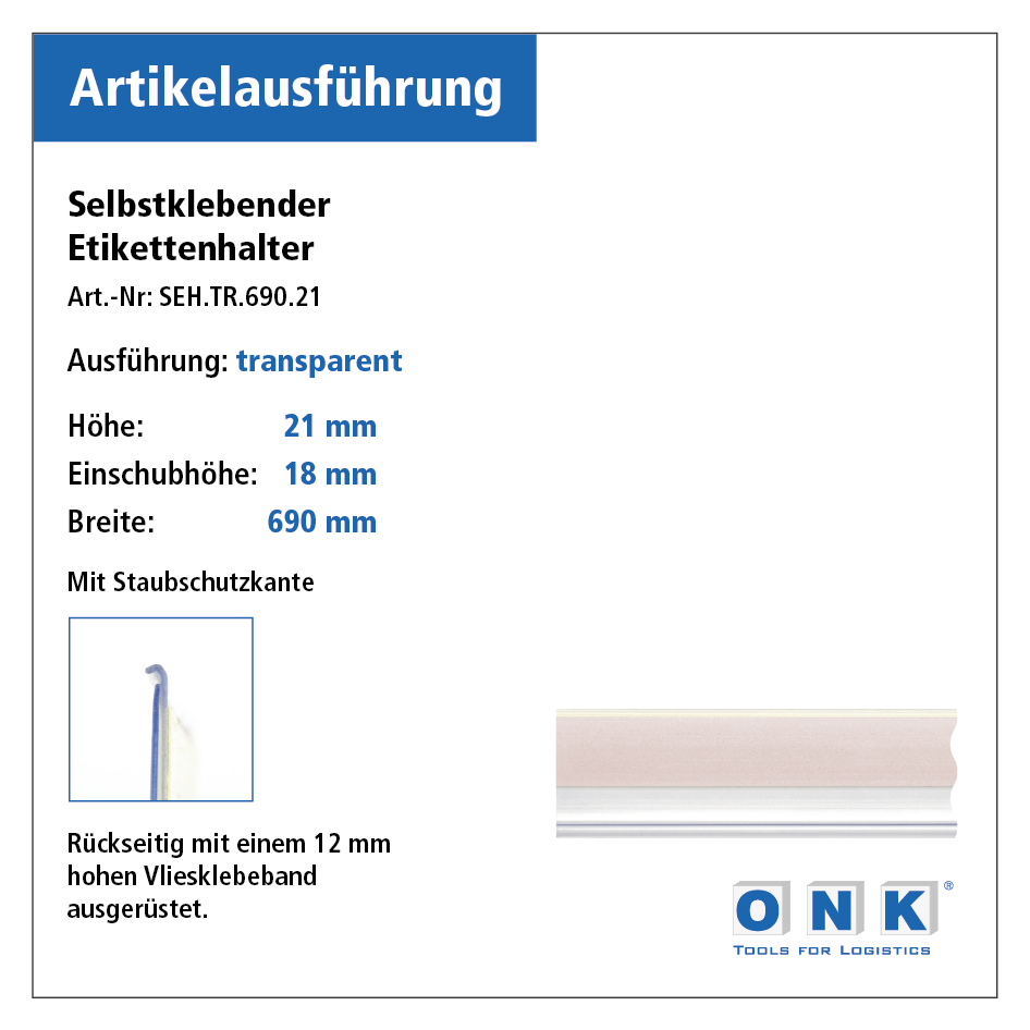 Selbstklebende Etikettenhalter Transparent (Schulte)