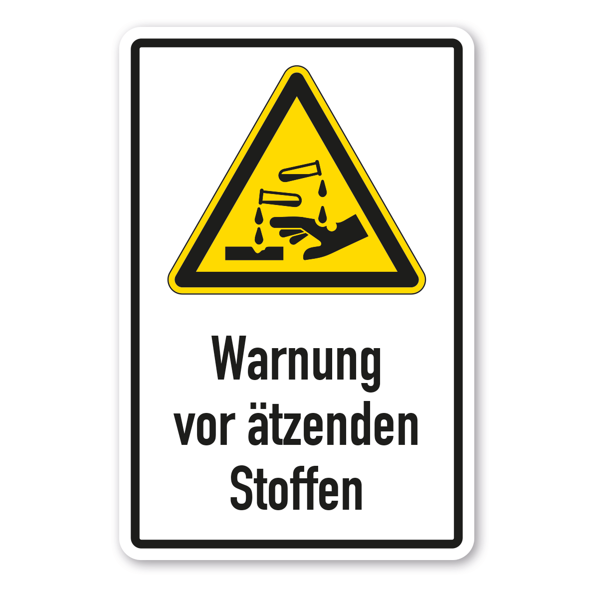 Warnschild Warnung vor ätzenden Stoffen - Kombi - ISO 7010 - W0023-K