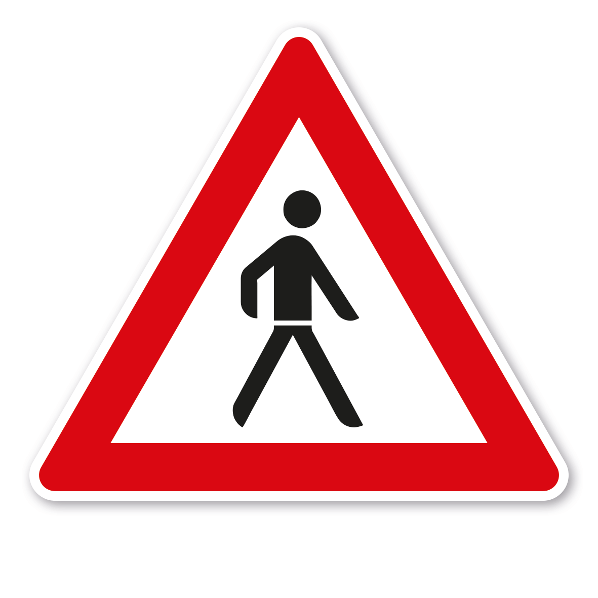 Verkehrsschild Achtung Fußgänger - Aufstellung links – VZ 133-20