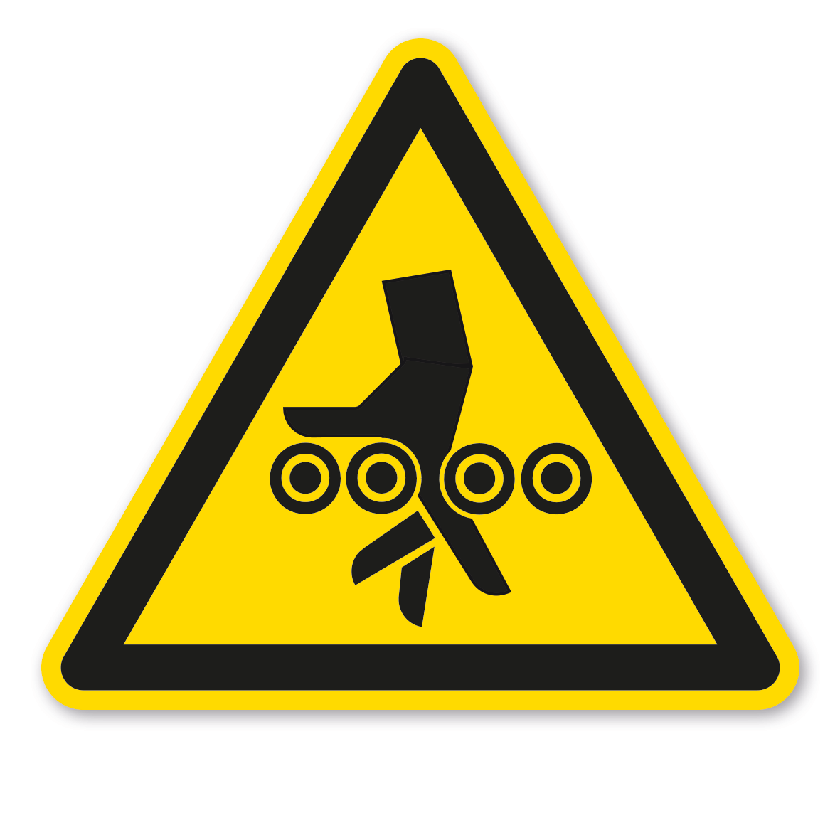 Warnzeichen Warnung vor Handverletzungen bei Einzugsgefahr durch Walzen