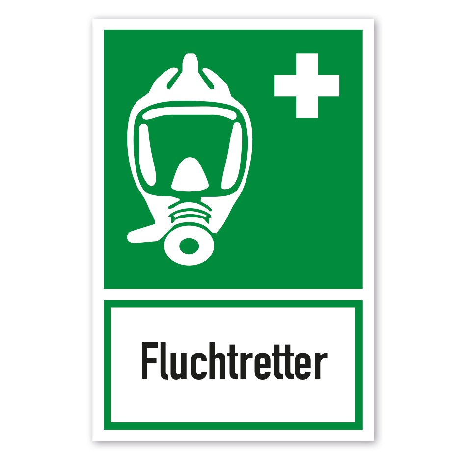 Rettungsschild Atemgerät für Notevakuierung - Fluchtretter - Kombi - ISO 7010 - E029-K