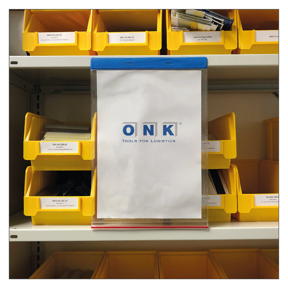 Einstecktasche, transparent – wasserfeste Ausführung - Regal