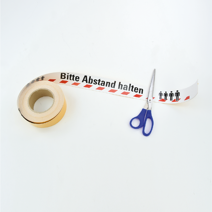 Bodenmarkierung - Bitte Abstand halten - 26 Streifen (600 x 50 mm) auf einer Rolle - 16 Meter