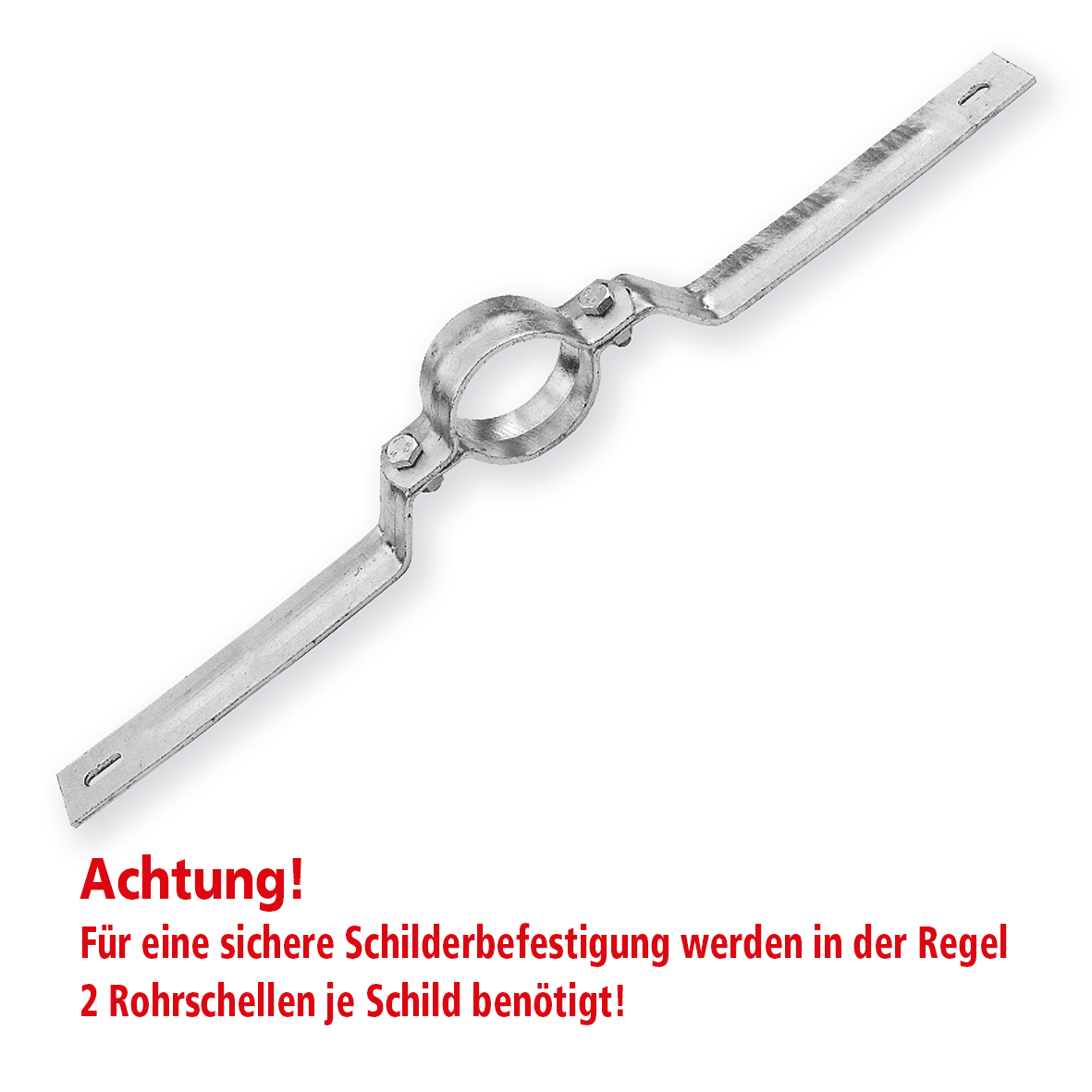 Rohrschelle 550 mm Länge (500 mm Lochung) zur Schilderbefestigung