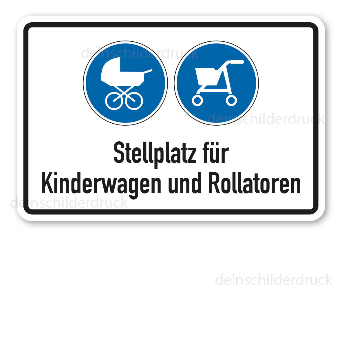 Gebotsschild Stellplatz für Kinderwagen und Rollatoren - Kombi