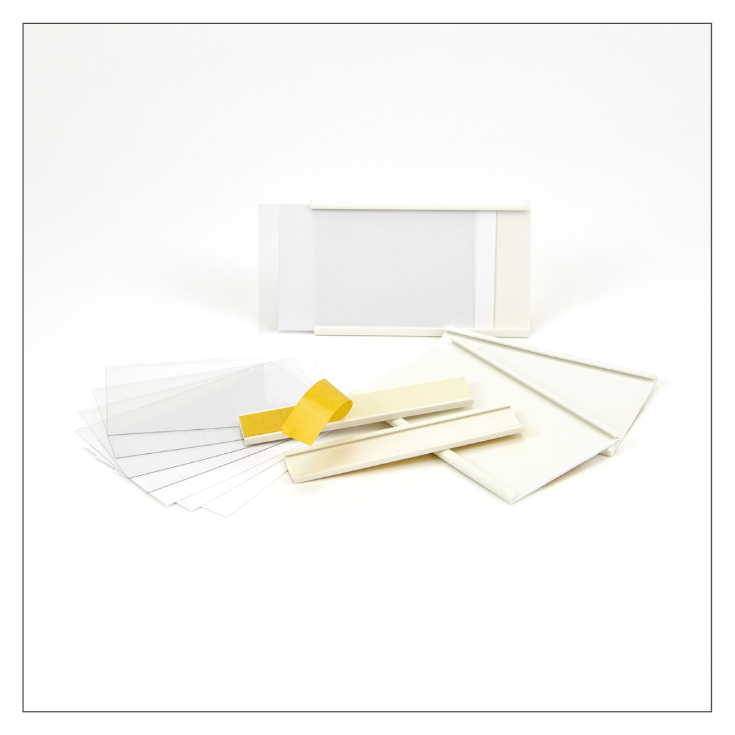 Selbstklebende Etikettenhalter im C-Profil - weiß