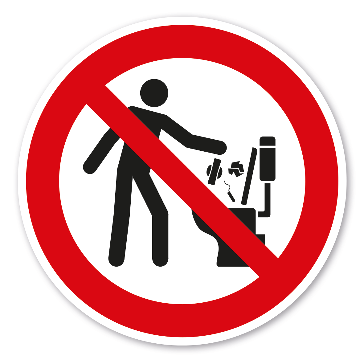 Verbotszeichen Einwerfen von Binden, Tampons und Abfall verboten