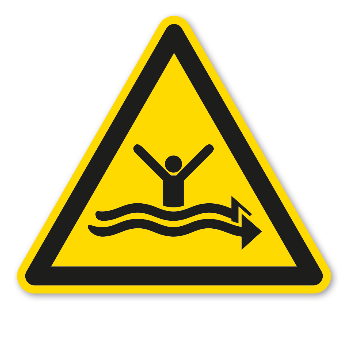 Warnzeichen Warnung vor starker Strömung – ISO 20712-1 - WSW015